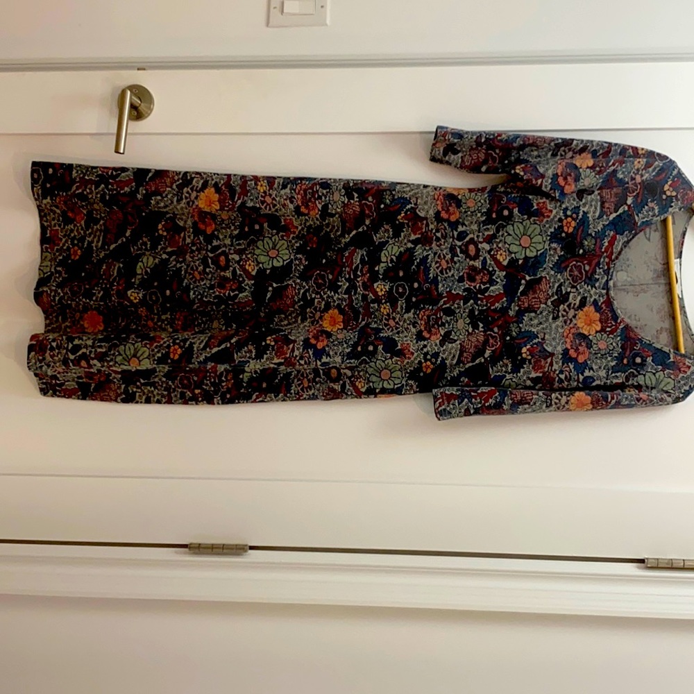 Peruvian Connection Scoop Neck Blue Floral Dress